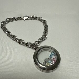 IBB Bracelet Live Love Laugh Floating Charm 7.5 inch Stainless Steel
